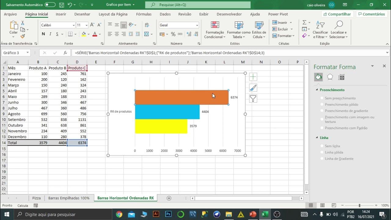 Como fazer Gráficos no Excel Gráfico de Barras Horizontal (Passo a Passo) YouTube