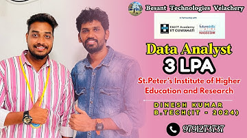 Top Data Analyst Training in Chennai | Fresher Dinesh Kumar got placed with 3 LPA Salary