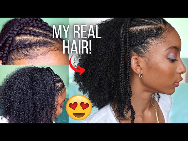 HALF UP HALF DOWN BRAIDS WITH CURLY NATURAL HAIR (no weave!)