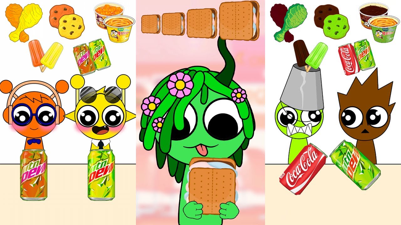 Incredibox Sprunki Emoji Color ASMR Mukbang Cartoon | Animation Challenge