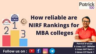 How reliable are NIRF Rankings for MBA Colleges |Bschool rankings | How to select colleges | Patrick