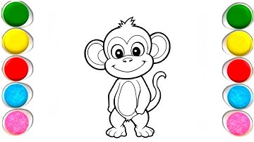 Easy simple Monkey🐒drawing |🐵|How to draw A Cute monkey for kids & toddlers#colouring Monkey|#Monkey