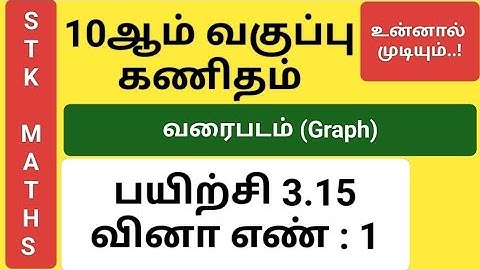 10th Maths Tamil Medium Chapter 3 Graph Exercise 3.15 Sum 1 #10th_maths_tamil_medium #10th_graph