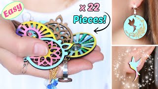 22 Wooden Jewelry Ideas (Painting, Varnishing, Resin, Finishing) DIY Rings, DIY Earrings, Necklaces