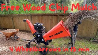 Free Wood Chip Mulch for Garden Beds. DK 14HP Wood Chipper.