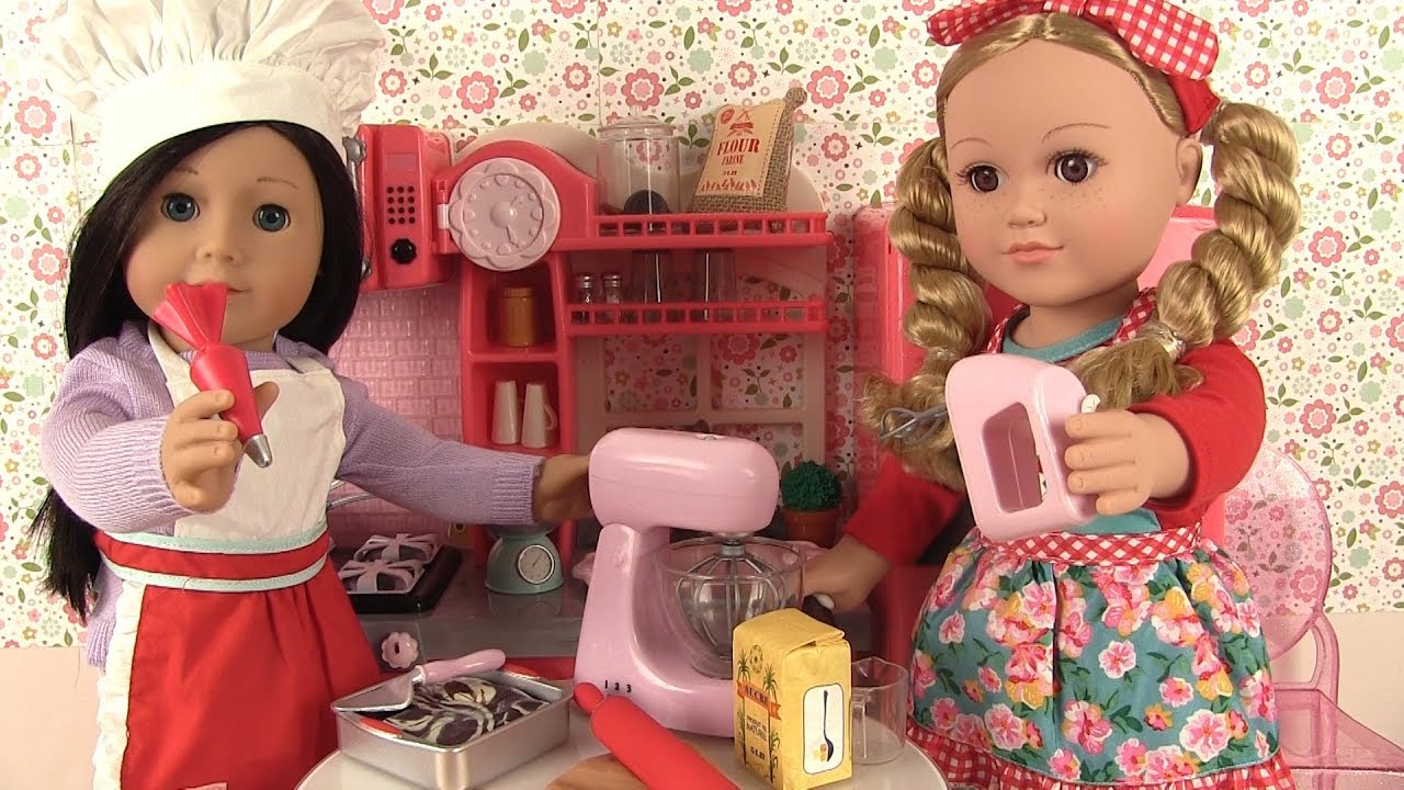 Cuisine de Poupée American Girl Fait des Gâteaux et Cookies