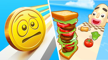 Coin Rush Vs Sandwich Runner - All Levels NEW UPDATE Gameplay Android, iOS #139