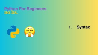 Python for Beginners: Syntax | No BS Python