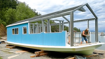 Man Builds DIY Houseboat for his Family | Start to Finish by @LiveDontWatch