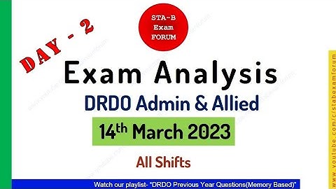 DRDO Admin Allied Exam Analysis | 14th March 2023
