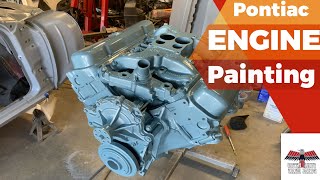 Painting Eastwood Pontiac metallic blue on 1968 Firebird engine