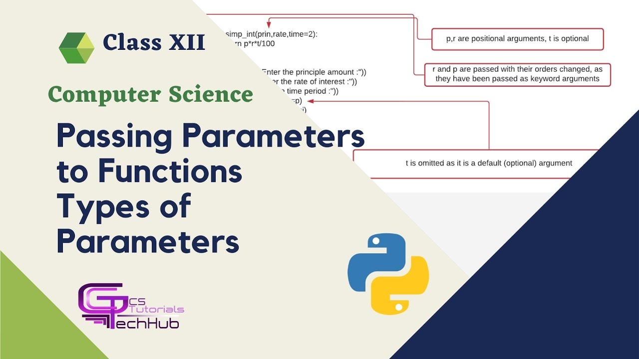 CLASS 12 | PASSING PARAMETERS TO FUNCTIONS | TYPES OF PARAMETERS | CS ...