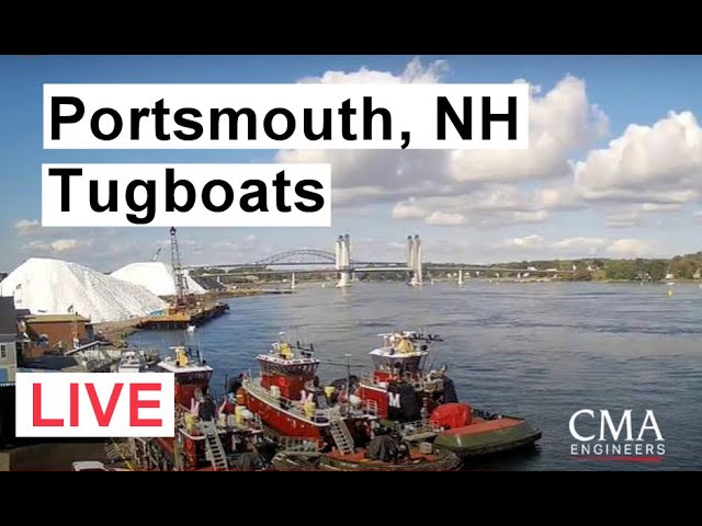 Tugboats and Shipping on the Piscataqua River, Portsmouth, New Hampshire LIVE