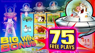 CAN YOU GET THIS??? LIVE 75 GAME TRIGGER!! BIG BONUS! Invaders Attack From the Planet Moolah  SLOTS