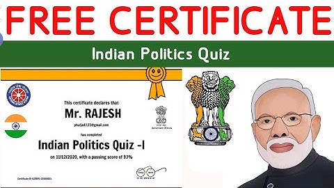 INDIAN POLITICS l  CERTIFICATE QUIZ l FREE CERTIFICATE IN 1 MINUTES l ONLINE CERTIFICATE QUIZ #Quiz