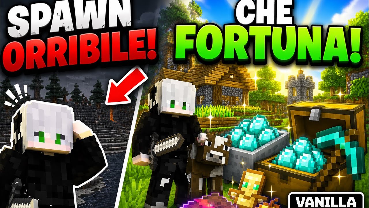 Un inizio FORTUNATAMENTE BELLO!! a parte lo spawn.. - Minecraft ITA (Vanilla EP1)