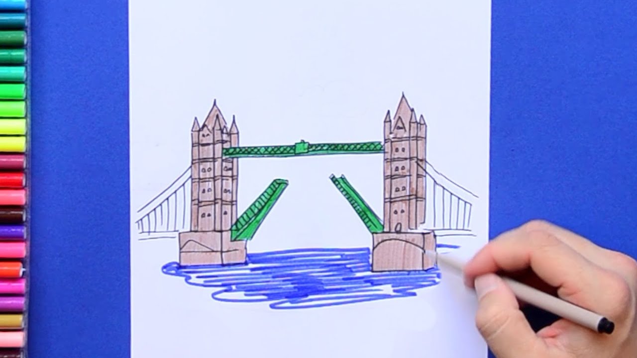 How to draw the London's Tower Bridge - YouTube