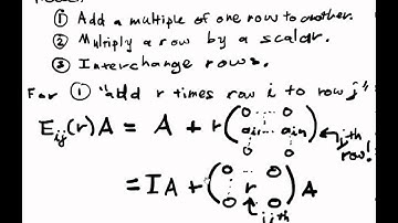 Matrix Algebra Lecture Part 7: Elementary Matrices