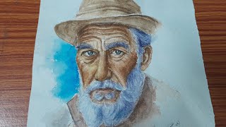 Old man portrait painting | Watercolor painting of an old man | Time-lapse