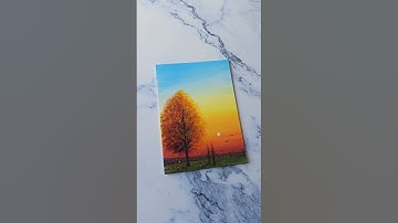 Autumn tree 🍂 sunset painting idea for beginners ✨️