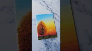 Autumn Tree Sunset Painting Idea For Beginners