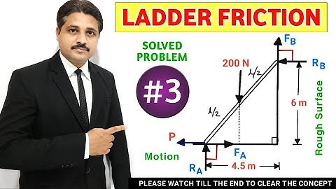 LADDER FRICTION SOLVED PROBLEM 3 IN ENGINEERING MECHANICS IN HINDI @TIKLESACADEMYOFMATHS