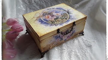 Romantic decoupage box with a cracking effect 🌺🌼🌺 Decoupage tutorial