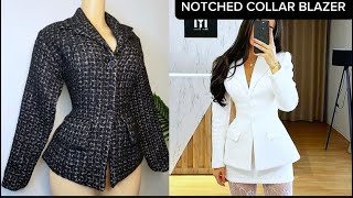 How to Draft, Cut & Sew a Perfect Notched Collar Blazer | Step-by-Step Sewing Tutorial ✂️✨