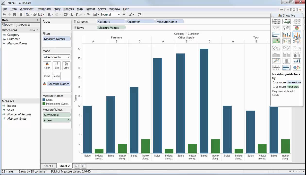 Side By Side Bar Chart Tableau