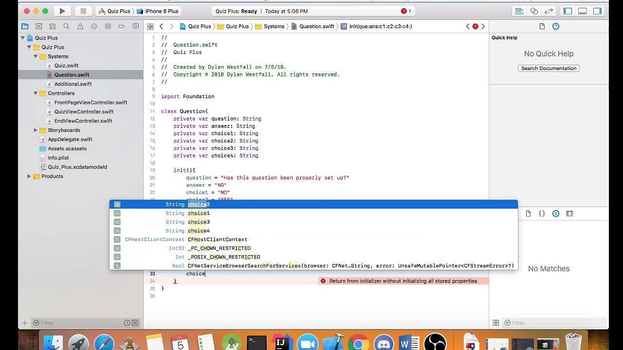Swift 4 Quiz Application tutorial ( Part 1) - YouTube