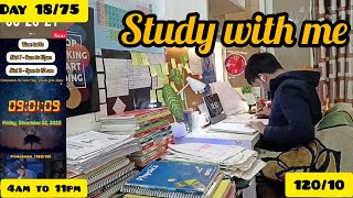 ?Study with me 4amto11pm (14+hours)  |NEET| Day18/75. |?️rain sound|pomodoro(120/10)studywithme