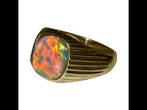 Fiery Solid Black Opal Mens Ring @ FlashOpal.com - YouTube