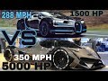 Fake Devel Sixteen 5000HP VS Bugatti Chiron 1500HP Who’s the fastest? “Bugatti”