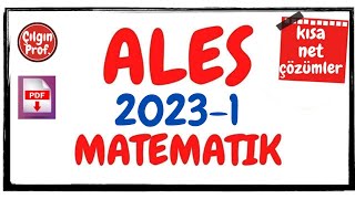 2023 ALES Matematik Soru Çözümleri [+PDF] - 2023 ALES 1 Matematik Çözümleri (1-23)