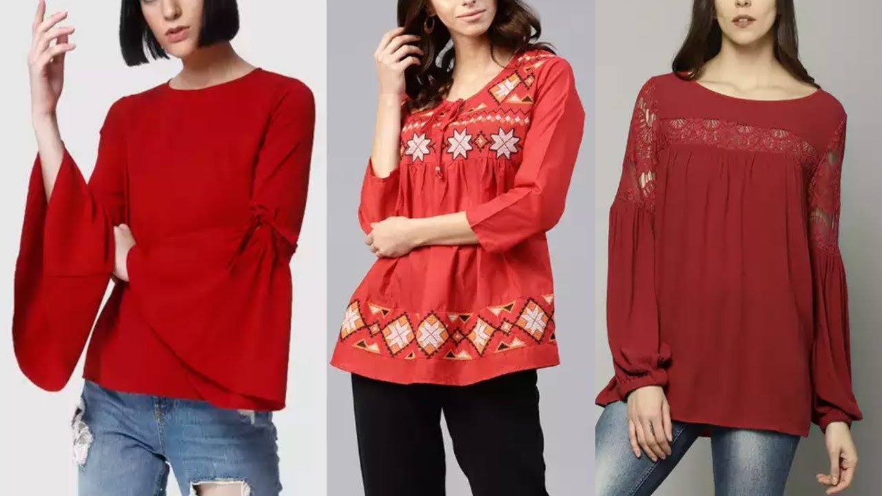 Simple and Stylish Daily Wear Red top Design Collection for Girls - YouTube