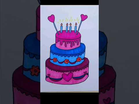 Menggambar Kue Ulang Tahun Drawing Birthday Cake stepbystepdrawing shorts howtodraw