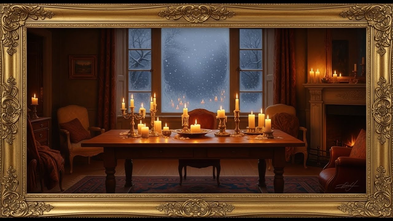 Cozy Winter Ambience TV | Candlelight Screensaver | Relaxing TV Art | 1 Hour 4K