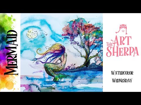 Mermaid Beginners step by step How to paint with watercolor The Art Sherpa