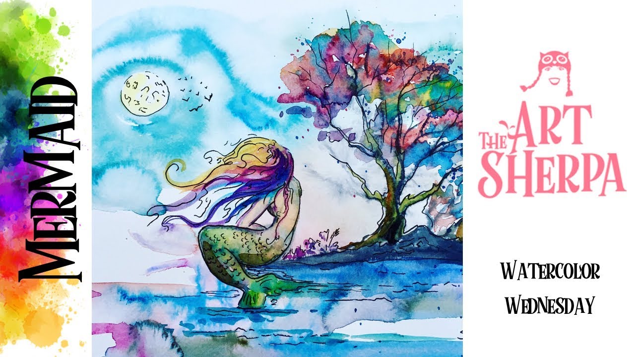 mermaid watercolor paintings