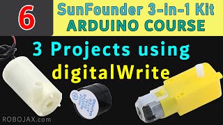 Lesson 6: Buzzer, Driver Wheel and mini Water Pump using  Arduino SunFounder Kit- RJT589
