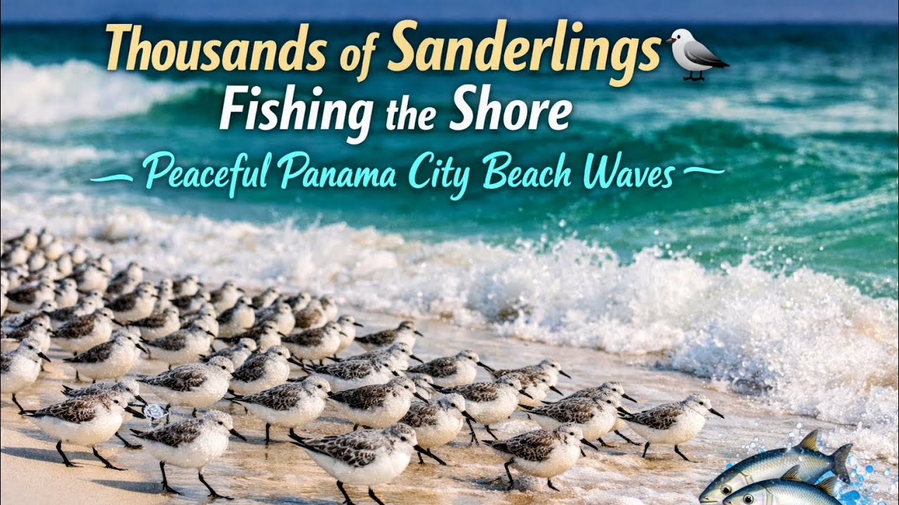  Thousands of Sanderlings Fishing the Shore 🐦 | Peaceful Panama City Beach Waves