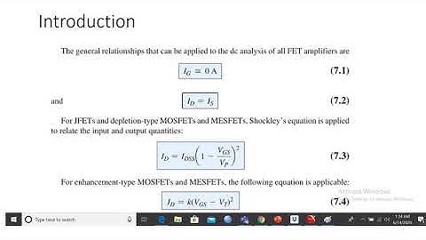 Field Effect Transistors Biasing - 1
