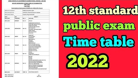 12th std public exam timetable May 2022