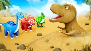 Crazy Dinosaurs Friends Encounter a Mischievous Sand T-Rex in the Desert! Funny Dinosaurs