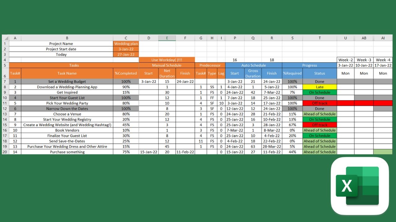 excel task tracking template