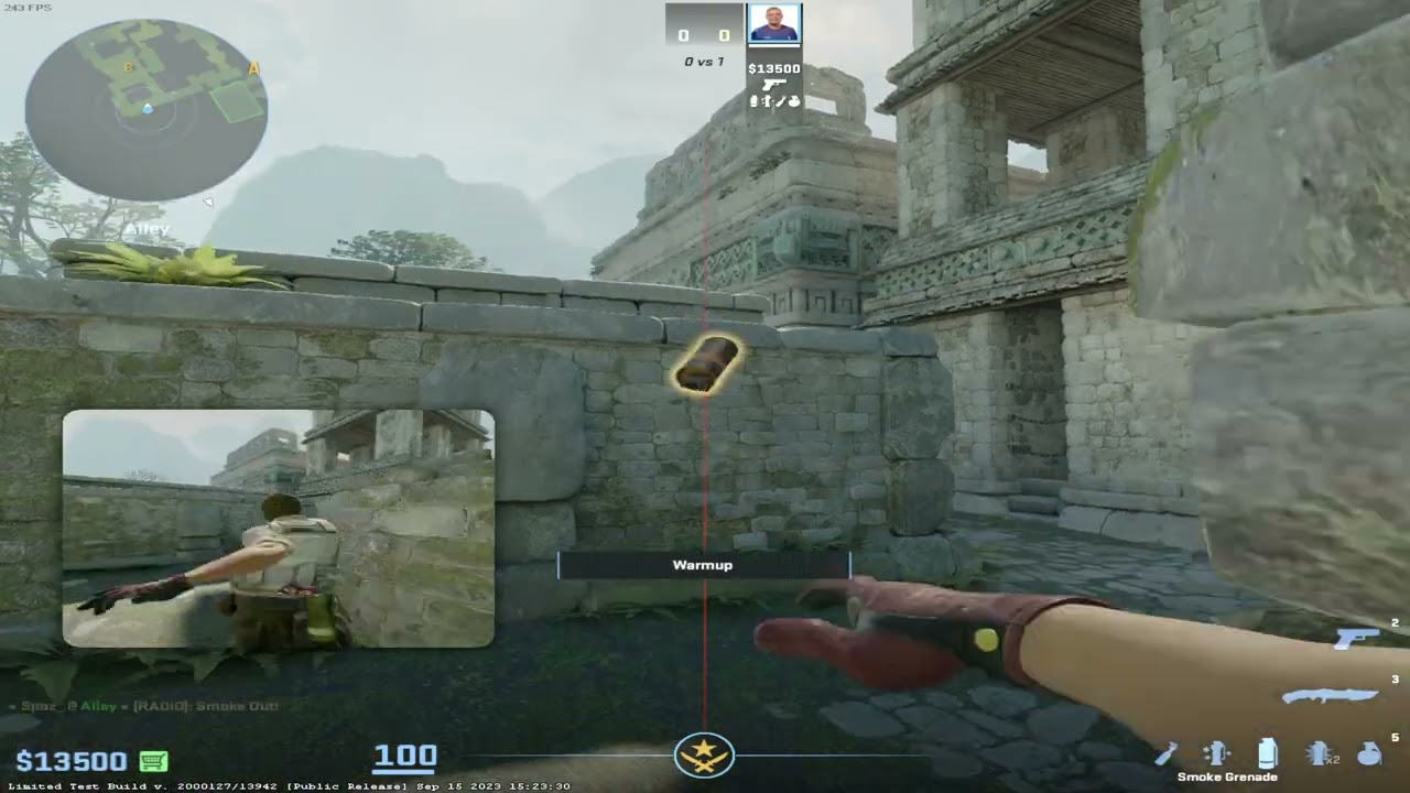 CS2 Ancient Cave smoke from CT (Left + right click jump throw)