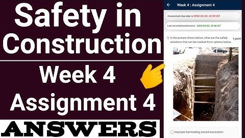 Safety In Construction Assignment 4 | NPTEL Week 4 | Most Probable Answers