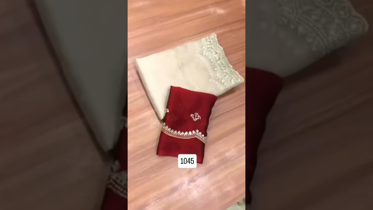 Gold tissue silk saree with embroidery & sequence work scalloped cutwork border#trendingshorts #new