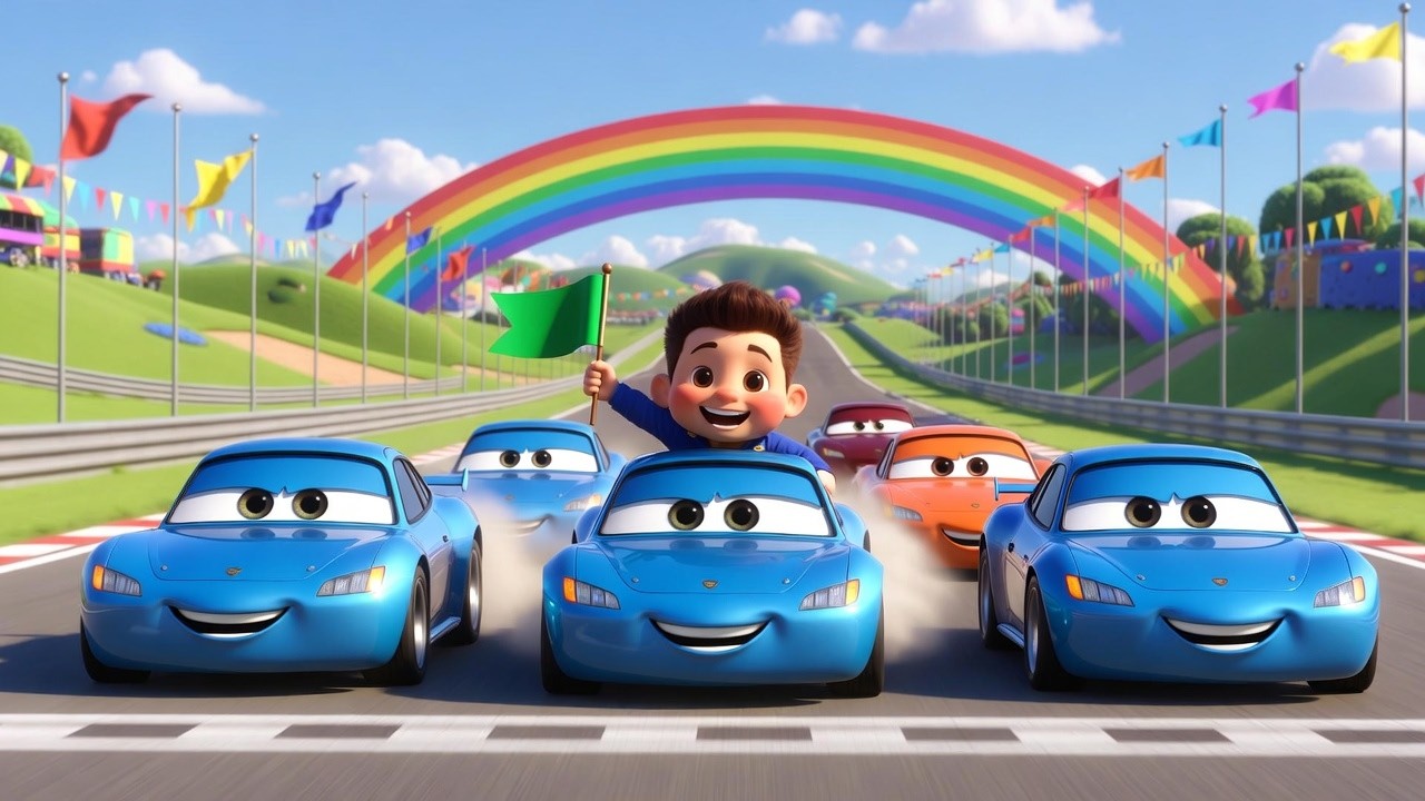 Cinco Carritos Azules 🚗 | Rum Rum Rum | Canción Infantil para Aprender a Contar