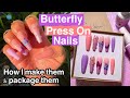 HOW TO MAKE PRESS ON NAILS TO SELL | BUTTERFLY OMBRE NAILS TUTORIAL